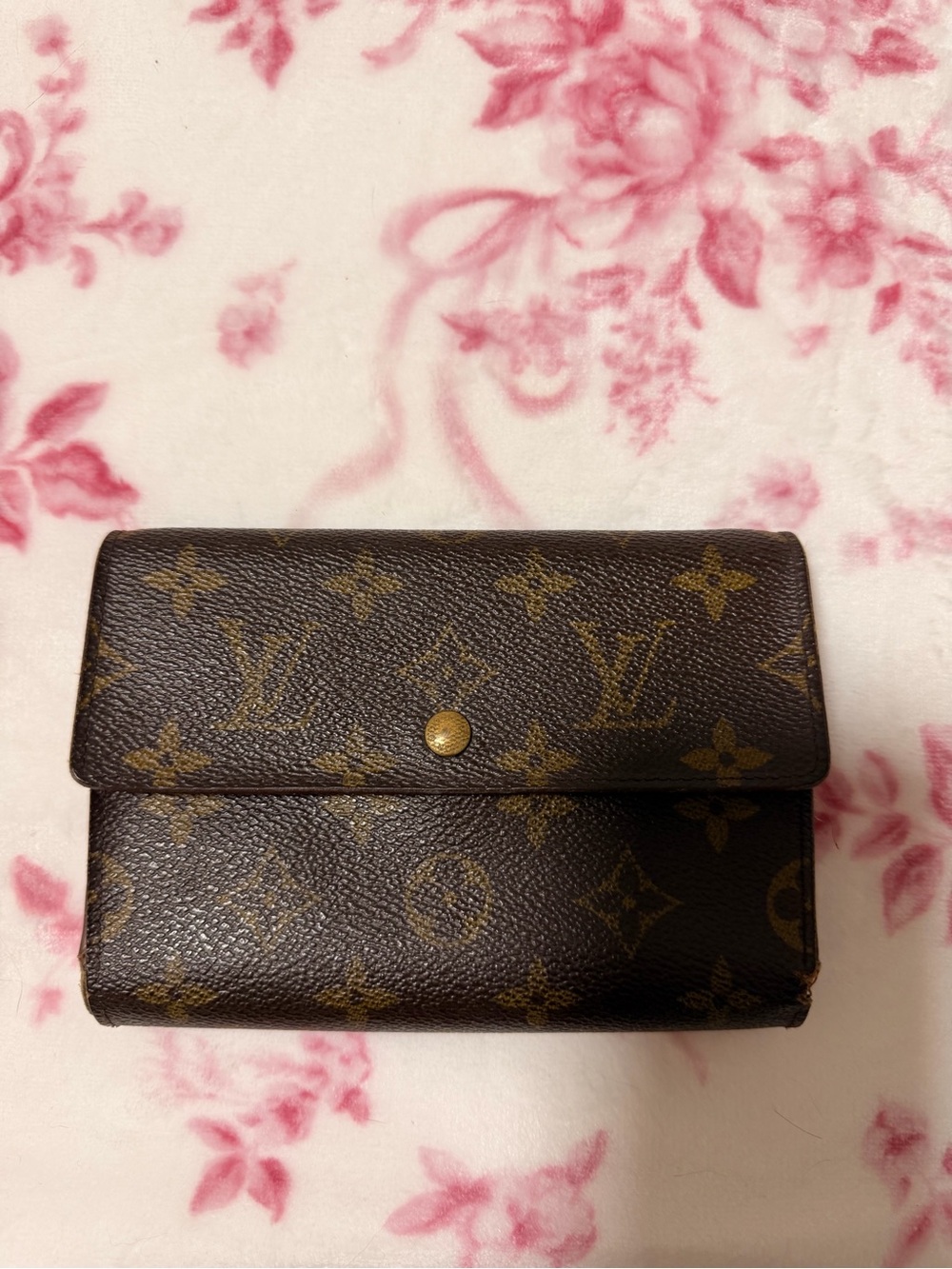 Louis Vuitton Monogram Canvas Compact Wallet in Brown and Gold